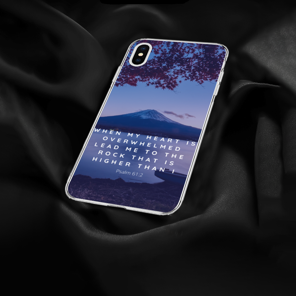 Rock Higher Than I Psalm Bible Verse iPhone Case | Christian Scripture Case for iPhone 11, iPhone 12, iPhone 13 | Psalm iPhone Case