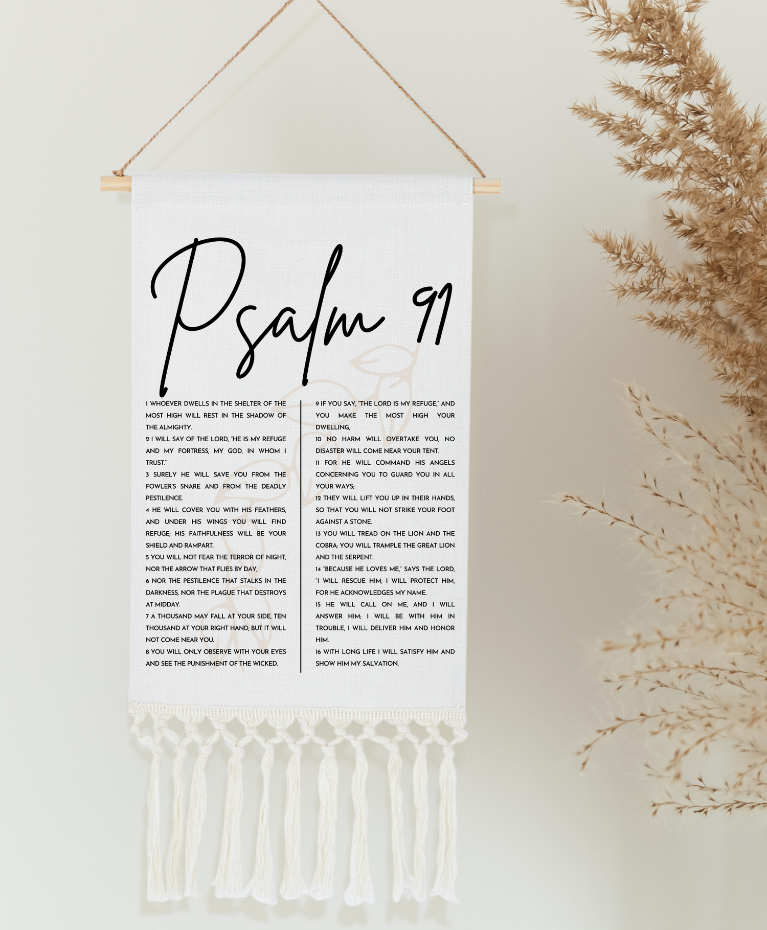 Psalm 91 Bible Verse Christian Tapestry Wall Hanging