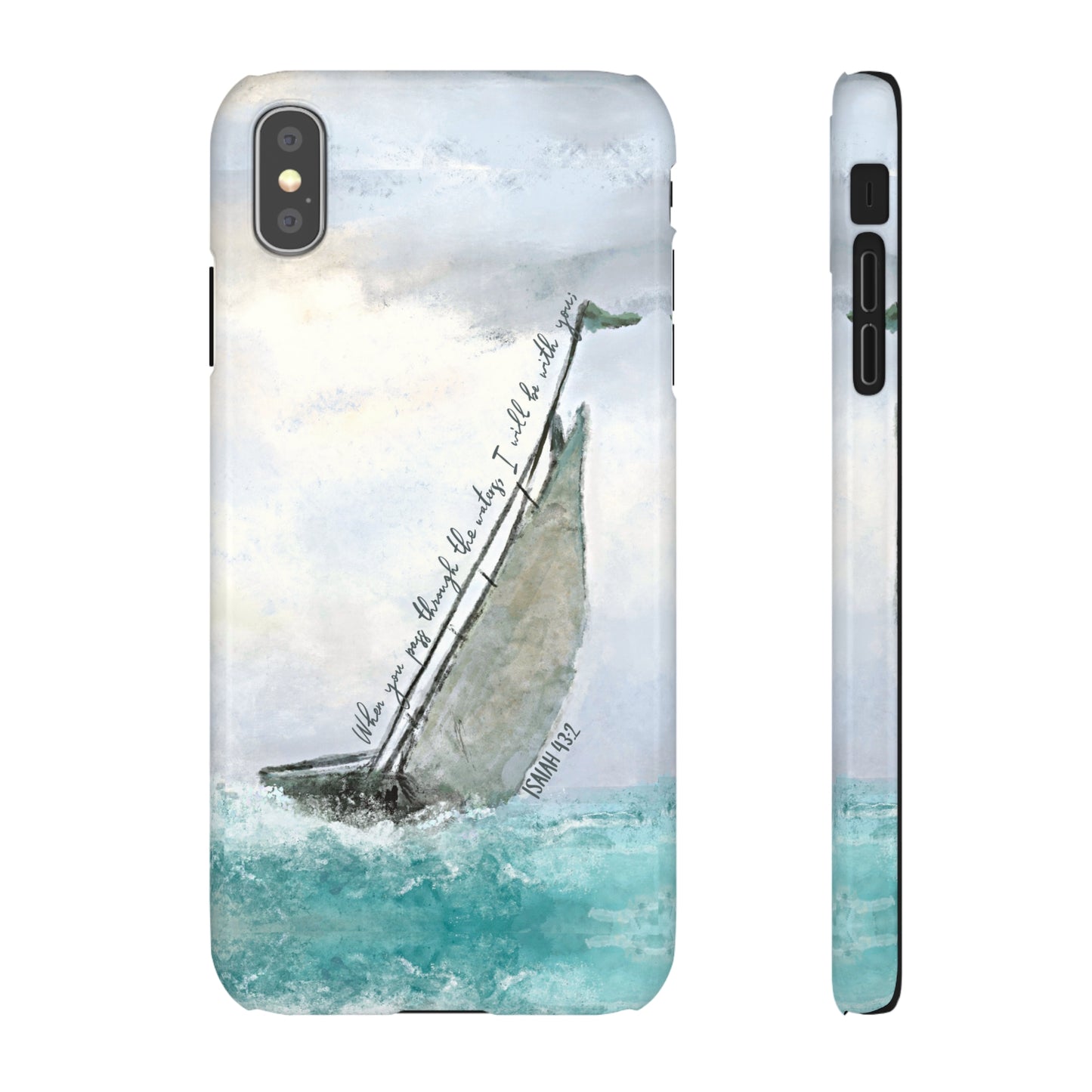 When you pass through the waters, I'll be with you Phone Case | Isaiah 43:2 Ocean themed Bible Verse Phone Case