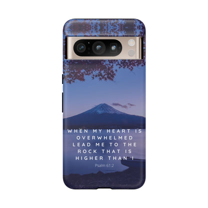 When my Heart is Overwhelmed, lead me to the Rock higher than I Bible Verse Phone Case