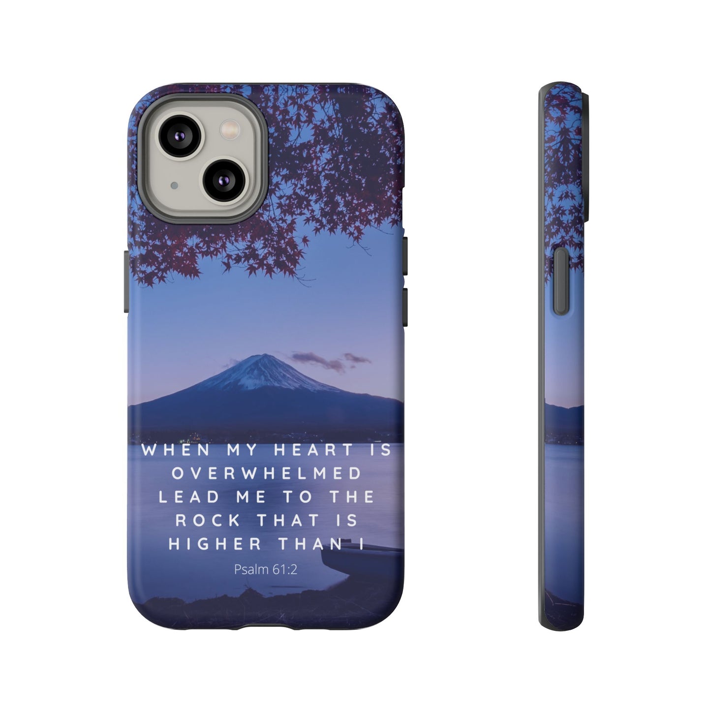 When my Heart is Overwhelmed, lead me to the Rock higher than I Bible Verse Phone Case