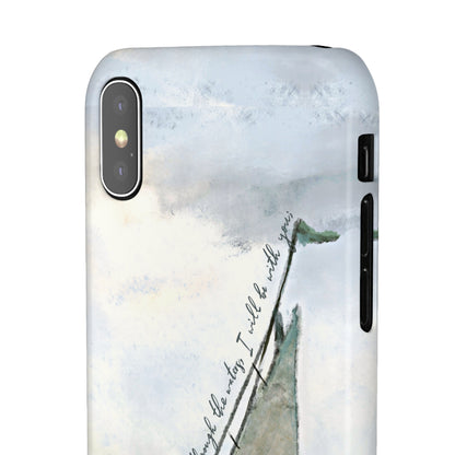 When you pass through the waters, I'll be with you Phone Case | Isaiah 43:2 Ocean themed Bible Verse Phone Case