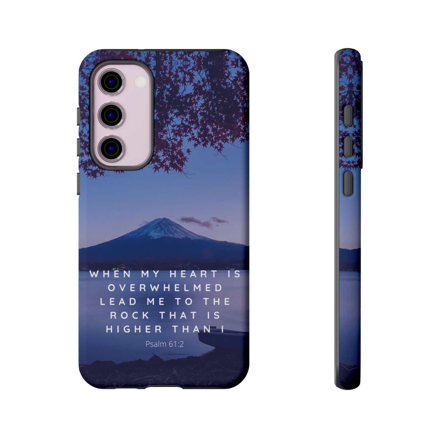 When my Heart is Overwhelmed, lead me to the Rock higher than I Bible Verse Phone Case