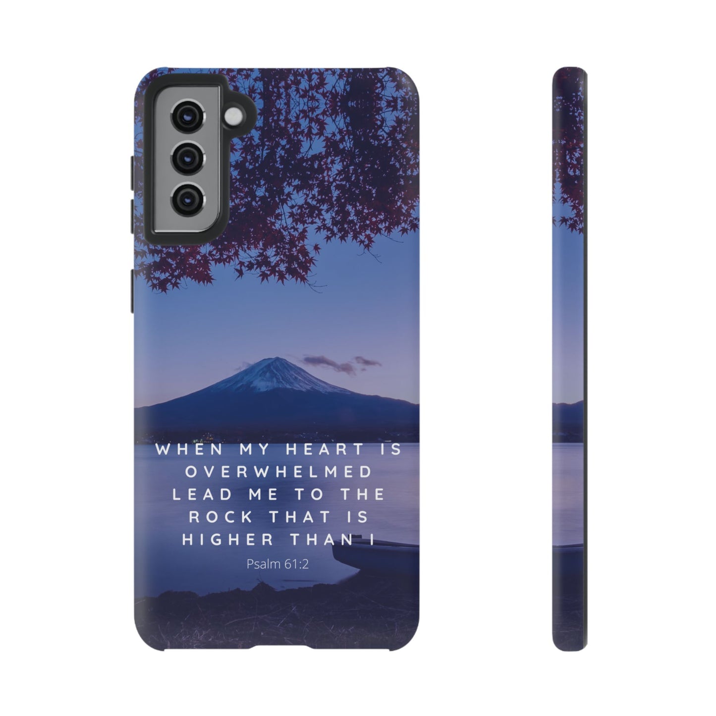 When my Heart is Overwhelmed, lead me to the Rock higher than I Bible Verse Phone Case