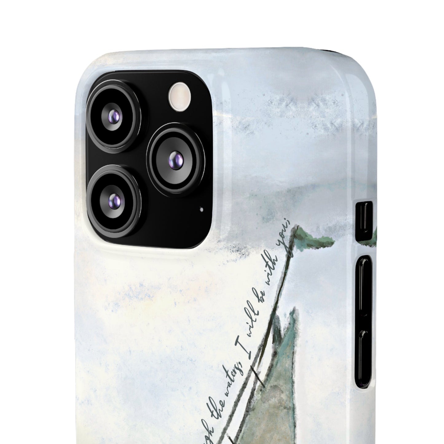 When you pass through the waters, I'll be with you Phone Case | Isaiah 43:2 Ocean themed Bible Verse Phone Case