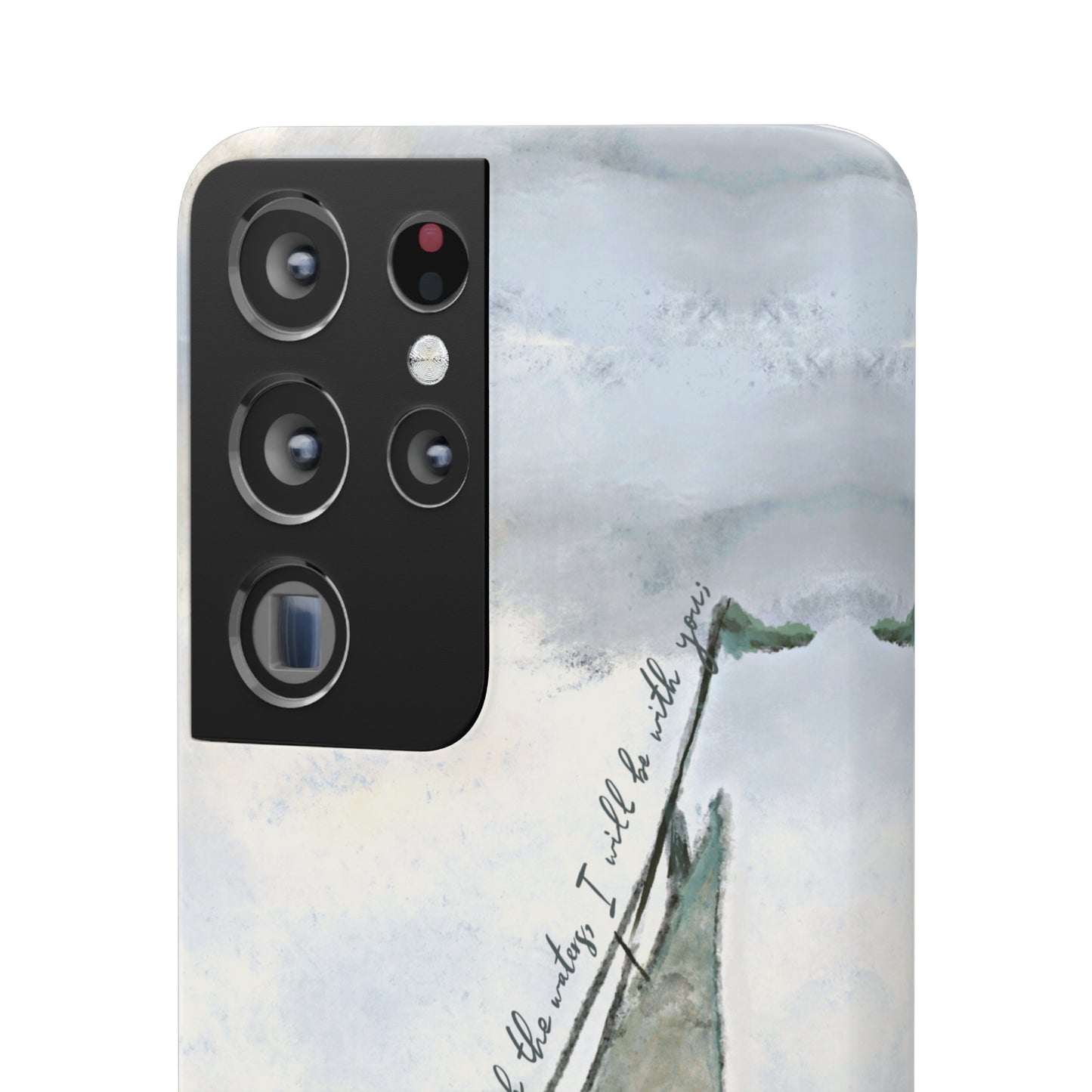 When you pass through the waters, I'll be with you Phone Case | Isaiah 43:2 Ocean themed Bible Verse Phone Case