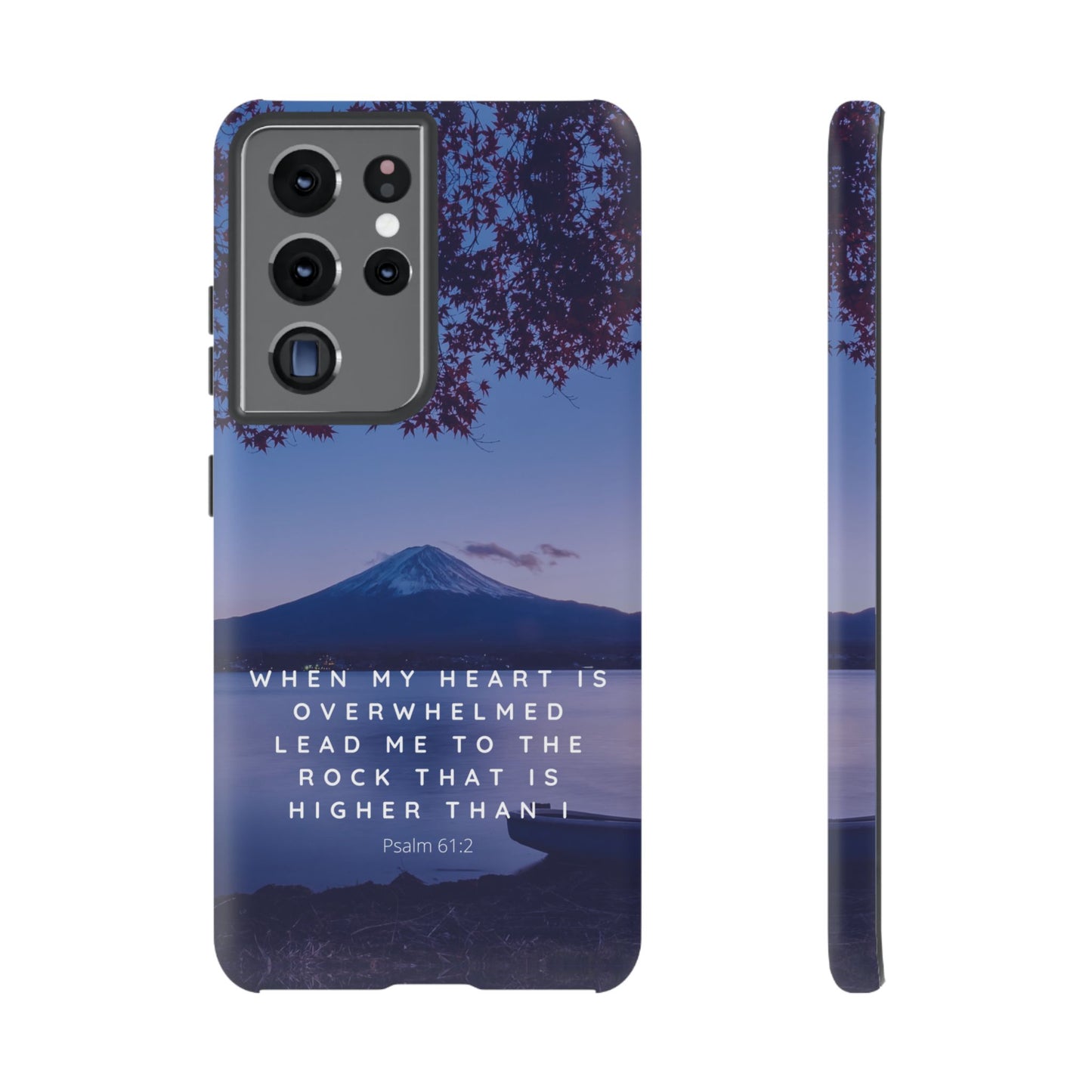 When my Heart is Overwhelmed, lead me to the Rock higher than I Bible Verse Phone Case
