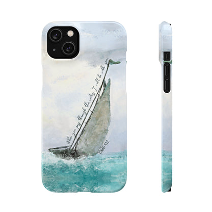 When you pass through the waters, I'll be with you Phone Case | Isaiah 43:2 Ocean themed Bible Verse Phone Case