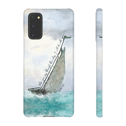 When you pass through the waters, I'll be with you Phone Case | Isaiah 43:2 Ocean themed Bible Verse Phone Case
