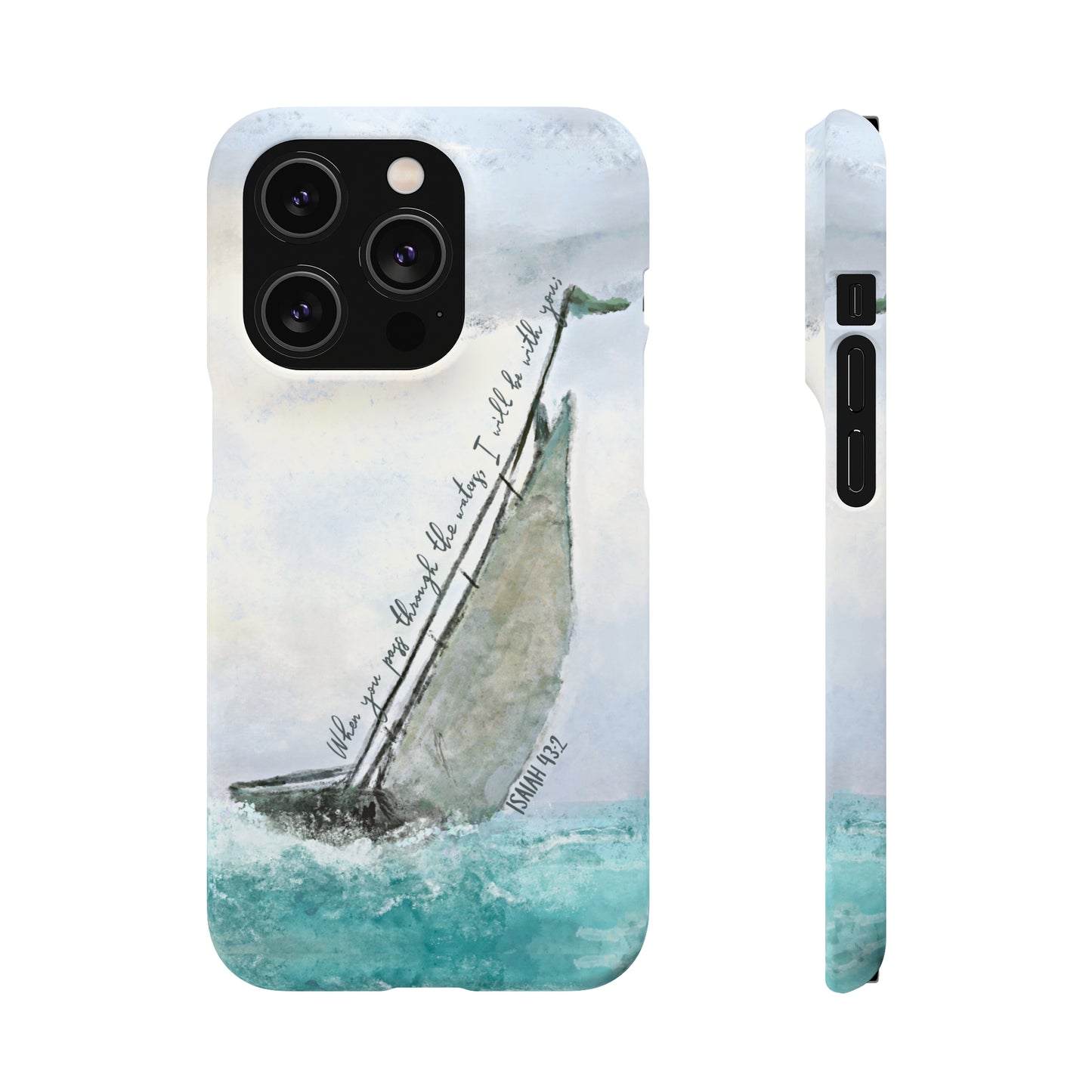 When you pass through the waters, I'll be with you Phone Case | Isaiah 43:2 Ocean themed Bible Verse Phone Case