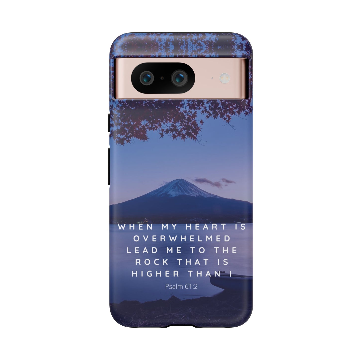 When my Heart is Overwhelmed, lead me to the Rock higher than I Bible Verse Phone Case