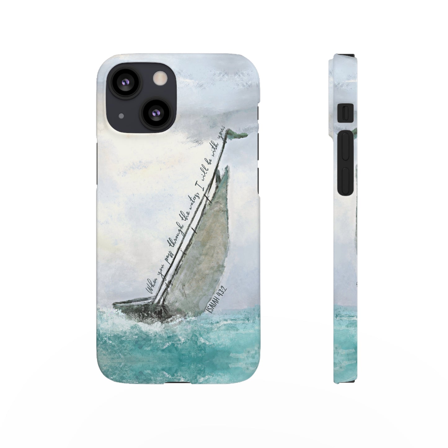When you pass through the waters, I'll be with you Phone Case | Isaiah 43:2 Ocean themed Bible Verse Phone Case