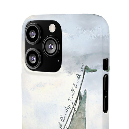 When you pass through the waters, I'll be with you Phone Case | Isaiah 43:2 Ocean themed Bible Verse Phone Case