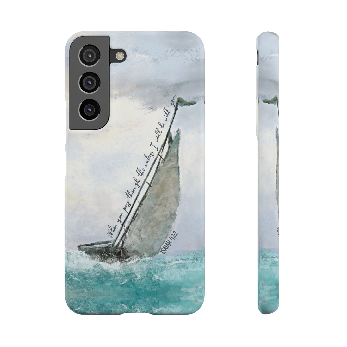 When you pass through the waters, I'll be with you Phone Case | Isaiah 43:2 Ocean themed Bible Verse Phone Case