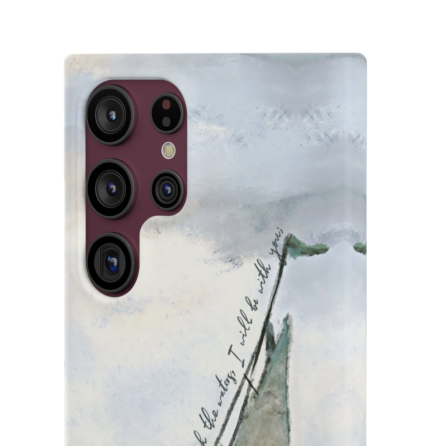 When you pass through the waters, I'll be with you Phone Case | Isaiah 43:2 Ocean themed Bible Verse Phone Case