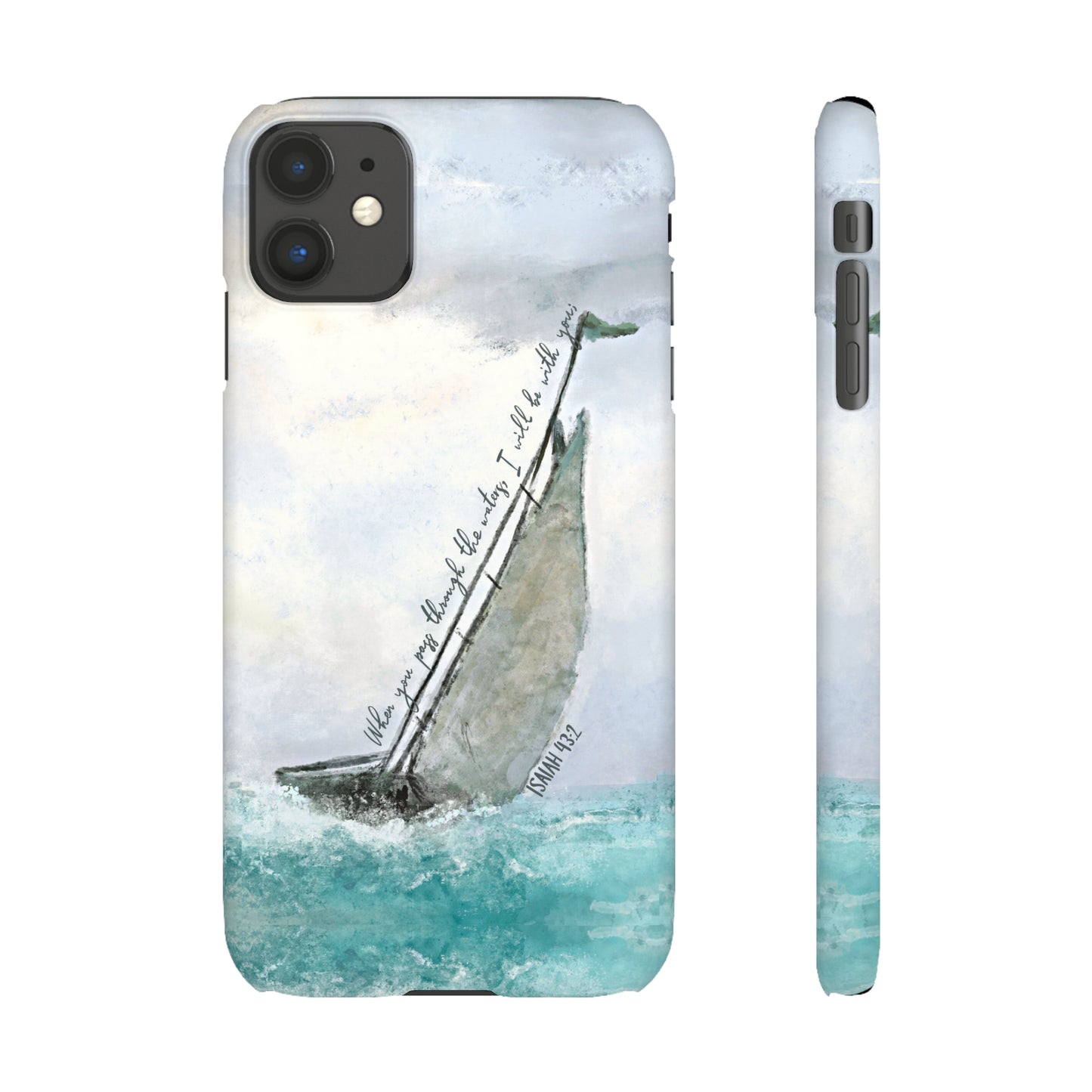 When you pass through the waters, I'll be with you Phone Case | Isaiah 43:2 Ocean themed Bible Verse Phone Case