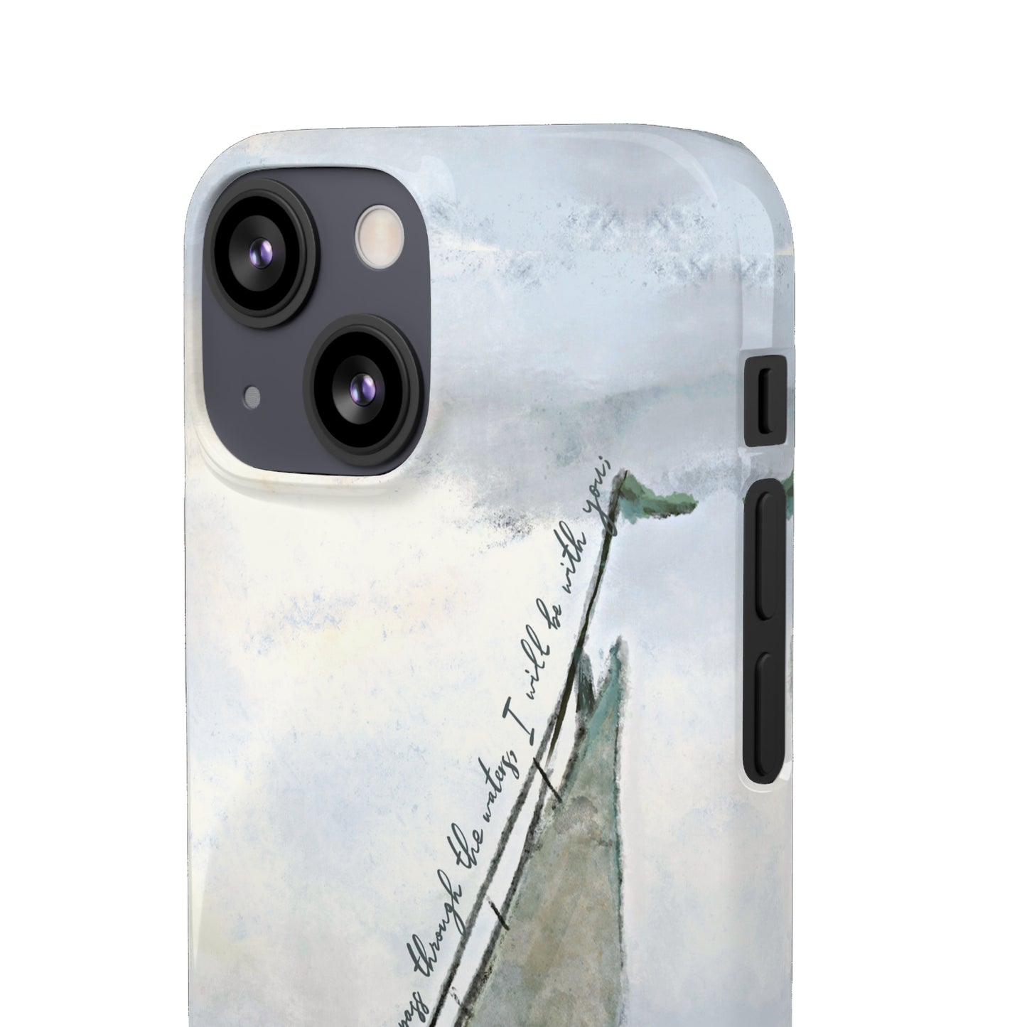 When you pass through the waters, I'll be with you Phone Case | Isaiah 43:2 Ocean themed Bible Verse Phone Case