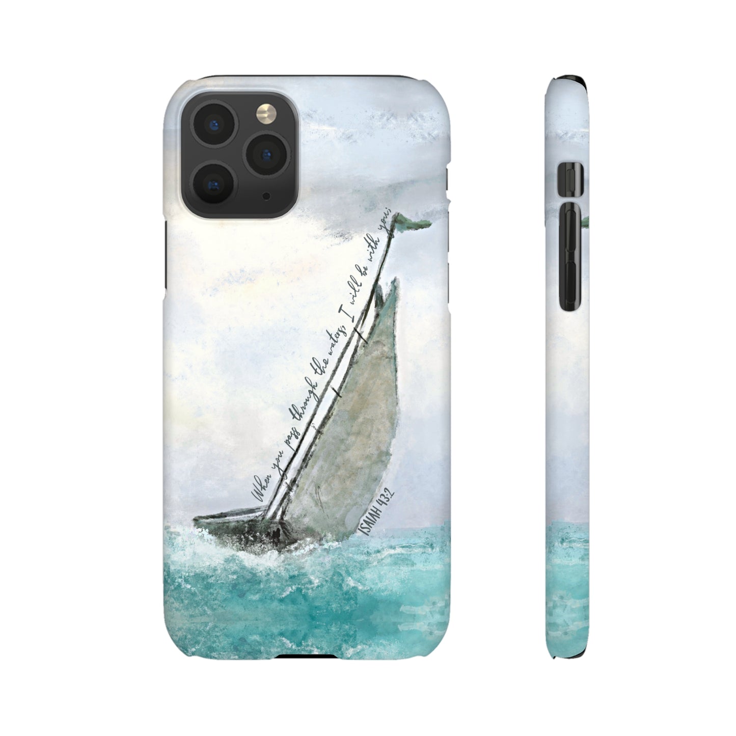 When you pass through the waters, I'll be with you Phone Case | Isaiah 43:2 Ocean themed Bible Verse Phone Case