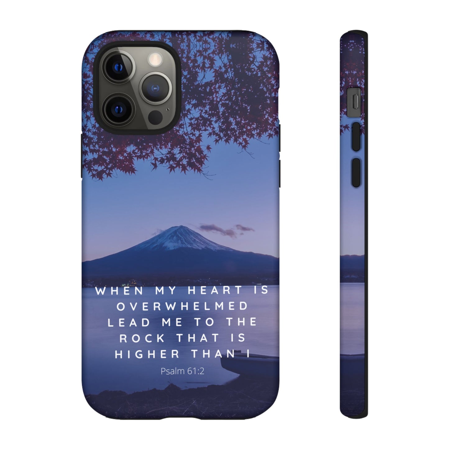 When my Heart is Overwhelmed, lead me to the Rock higher than I Bible Verse Phone Case