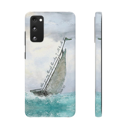 When you pass through the waters, I'll be with you Phone Case | Isaiah 43:2 Ocean themed Bible Verse Phone Case