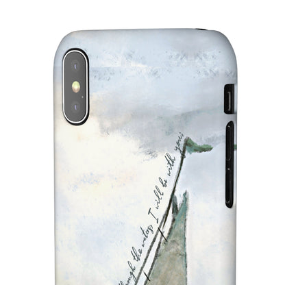 When you pass through the waters, I'll be with you Phone Case | Isaiah 43:2 Ocean themed Bible Verse Phone Case