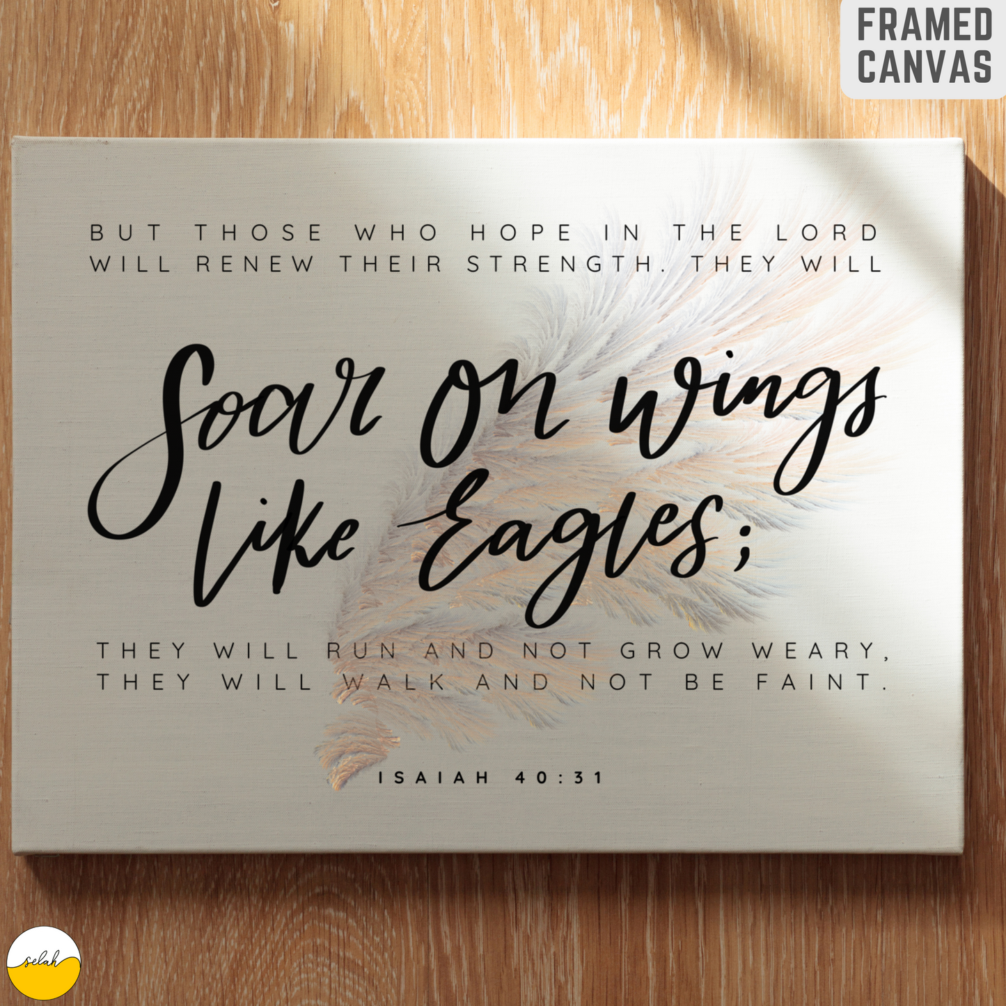 Soar on Wings like Eagles, Isaiah 40:31 Bible Verse Framed Canvas Wall Art