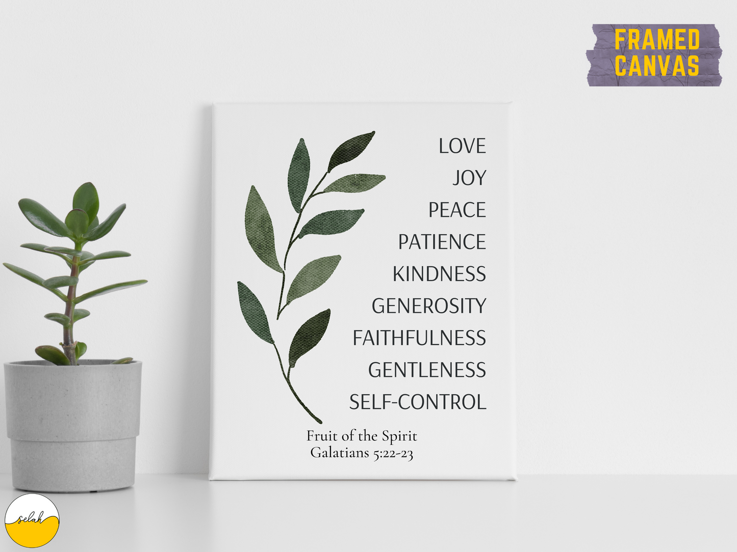 Fruit of the Spirit Framed Canvas Wall Art | Galatians 5:22 Bible Verse Canvas Print