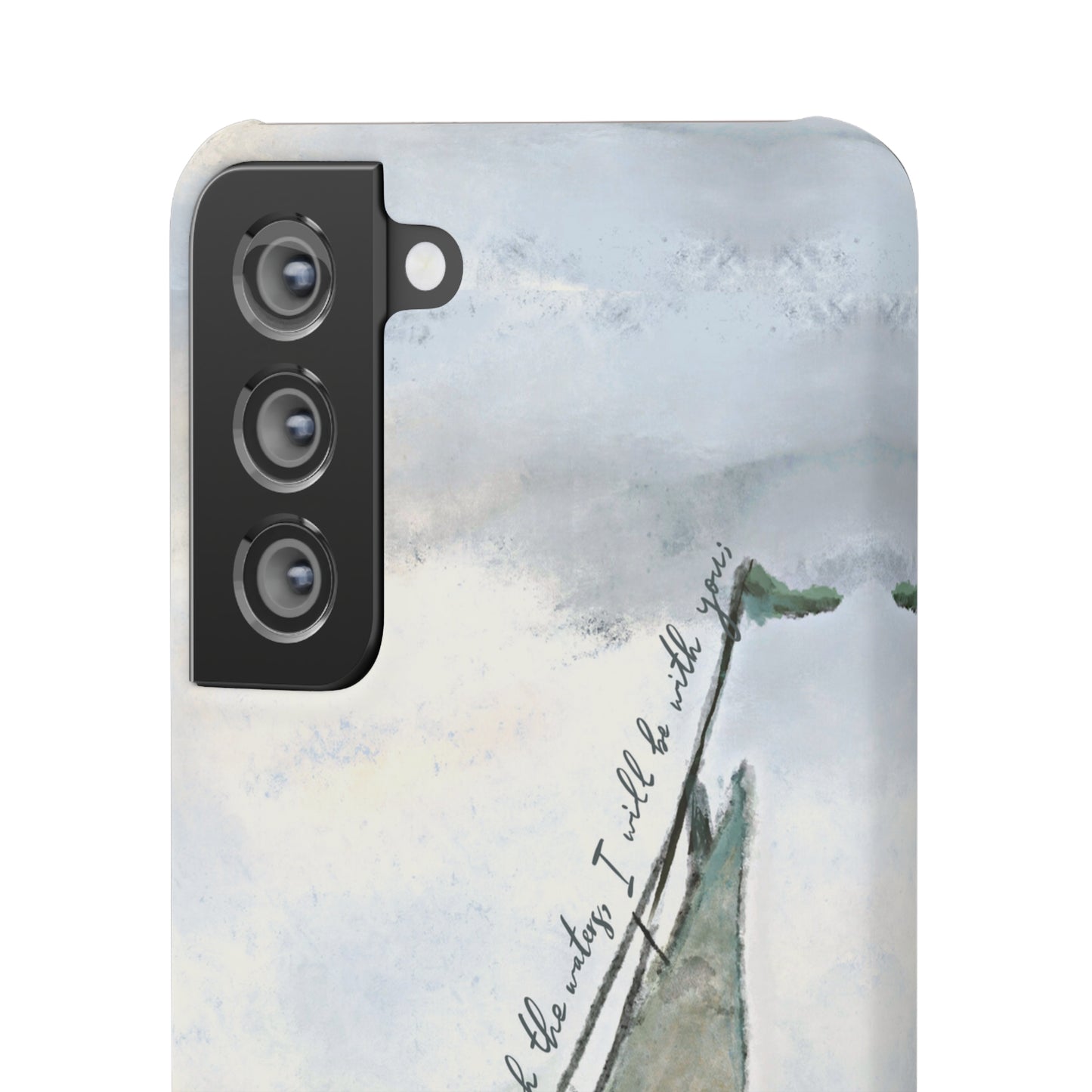 When you pass through the waters, I'll be with you Phone Case | Isaiah 43:2 Ocean themed Bible Verse Phone Case