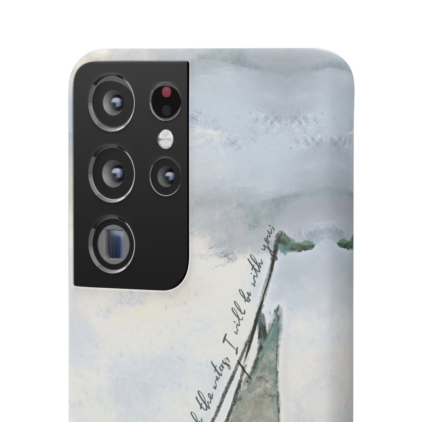 When you pass through the waters, I'll be with you Phone Case | Isaiah 43:2 Ocean themed Bible Verse Phone Case