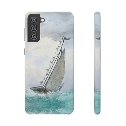 When you pass through the waters, I'll be with you Phone Case | Isaiah 43:2 Ocean themed Bible Verse Phone Case