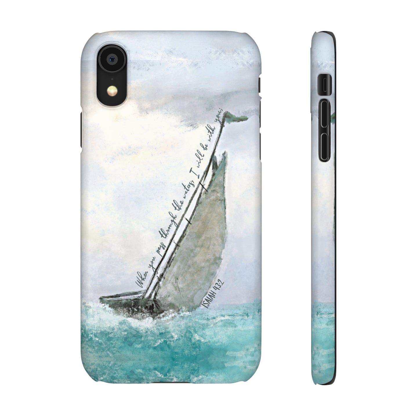 When you pass through the waters, I'll be with you Phone Case | Isaiah 43:2 Ocean themed Bible Verse Phone Case