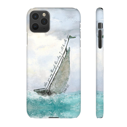 When you pass through the waters, I'll be with you Phone Case | Isaiah 43:2 Ocean themed Bible Verse Phone Case