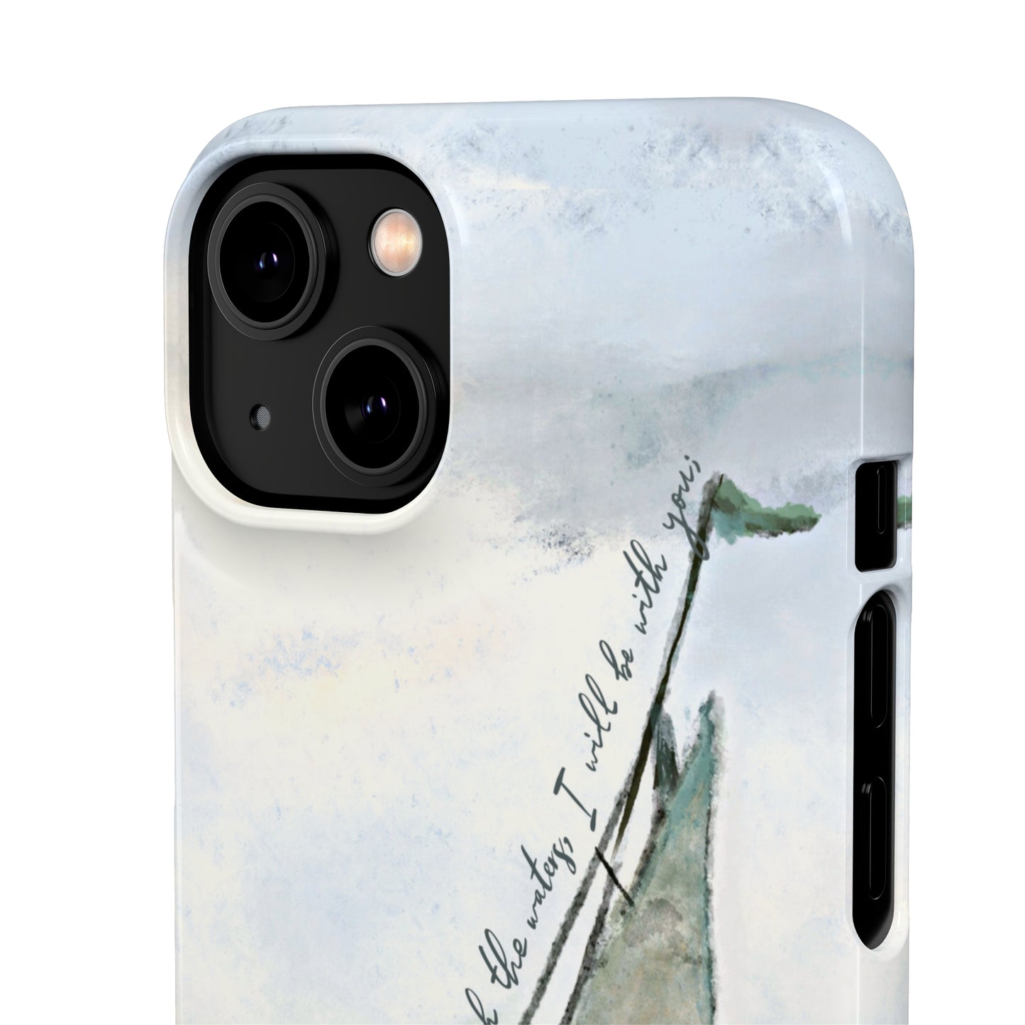 When you pass through the waters, I'll be with you Phone Case | Isaiah 43:2 Ocean themed Bible Verse Phone Case