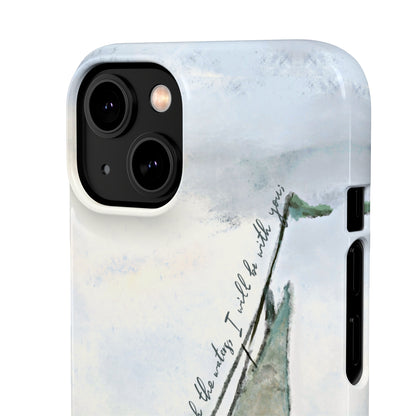 When you pass through the waters, I'll be with you Phone Case | Isaiah 43:2 Ocean themed Bible Verse Phone Case