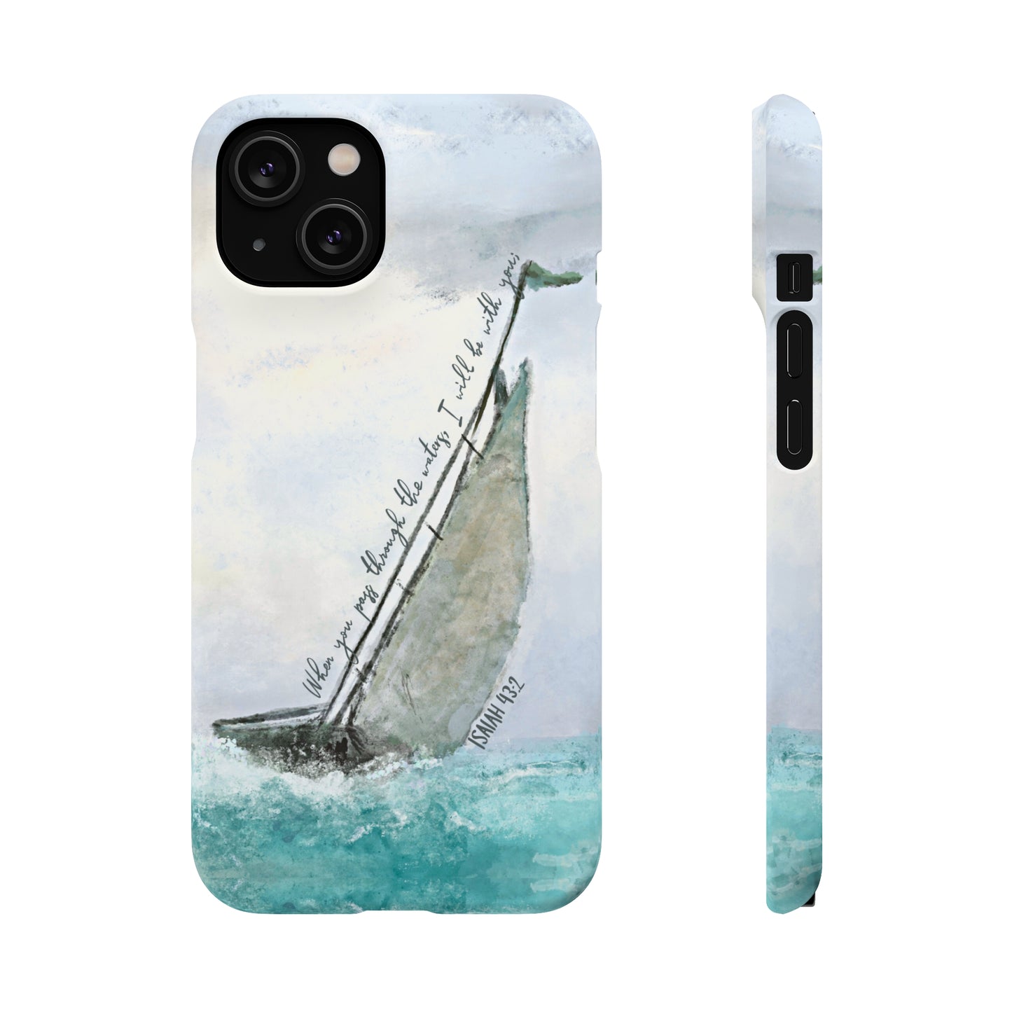 When you pass through the waters, I'll be with you Phone Case | Isaiah 43:2 Ocean themed Bible Verse Phone Case