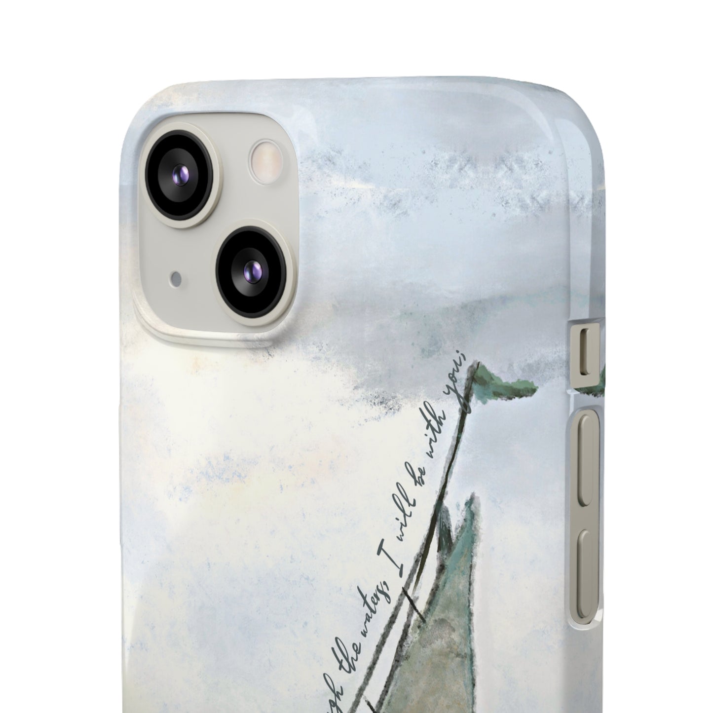 When you pass through the waters, I'll be with you Phone Case | Isaiah 43:2 Ocean themed Bible Verse Phone Case