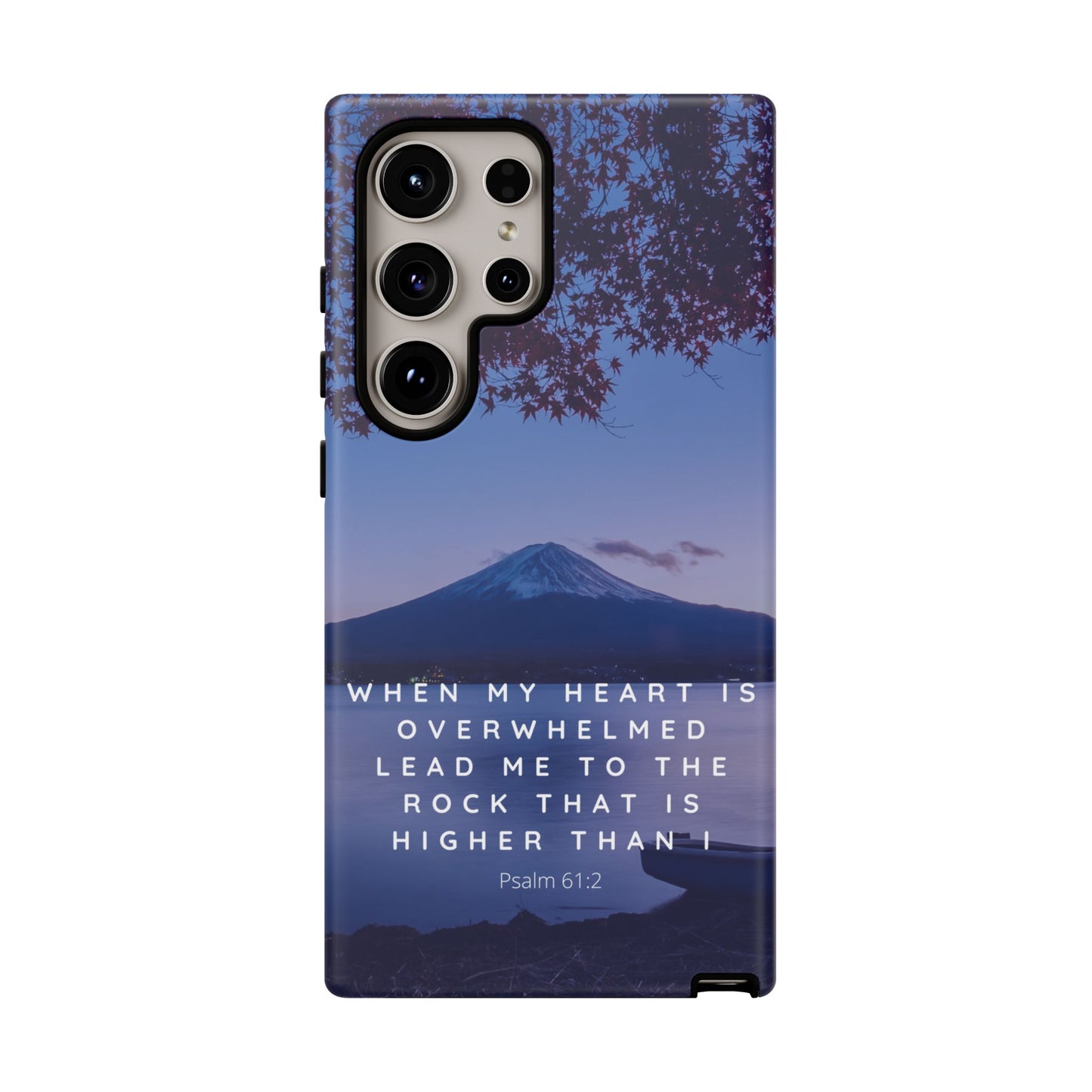 When my Heart is Overwhelmed, lead me to the Rock higher than I Bible Verse Phone Case