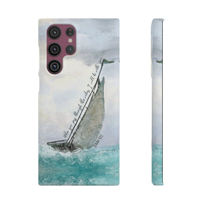 When you pass through the waters, I'll be with you Phone Case | Isaiah 43:2 Ocean themed Bible Verse Phone Case
