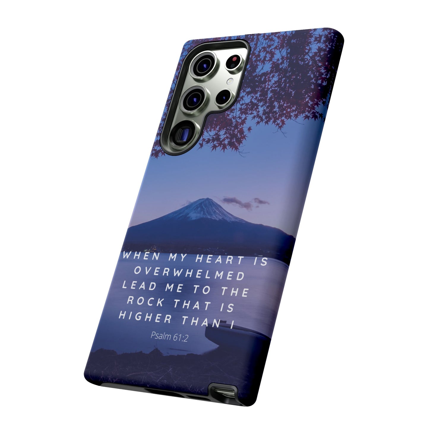 When my Heart is Overwhelmed, lead me to the Rock higher than I Bible Verse Phone Case