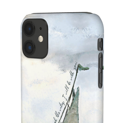 When you pass through the waters, I'll be with you Phone Case | Isaiah 43:2 Ocean themed Bible Verse Phone Case
