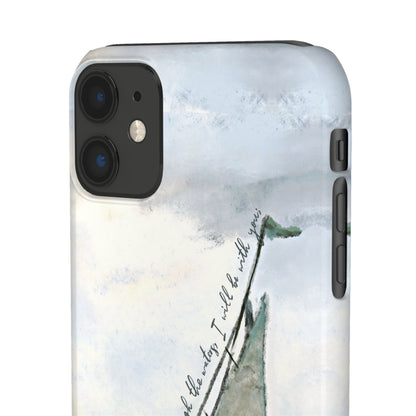 When you pass through the waters, I'll be with you Phone Case | Isaiah 43:2 Ocean themed Bible Verse Phone Case
