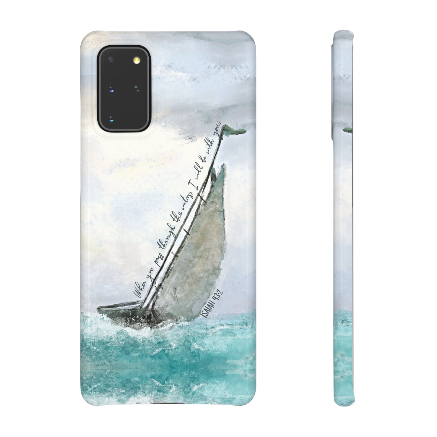When you pass through the waters, I'll be with you Phone Case | Isaiah 43:2 Ocean themed Bible Verse Phone Case