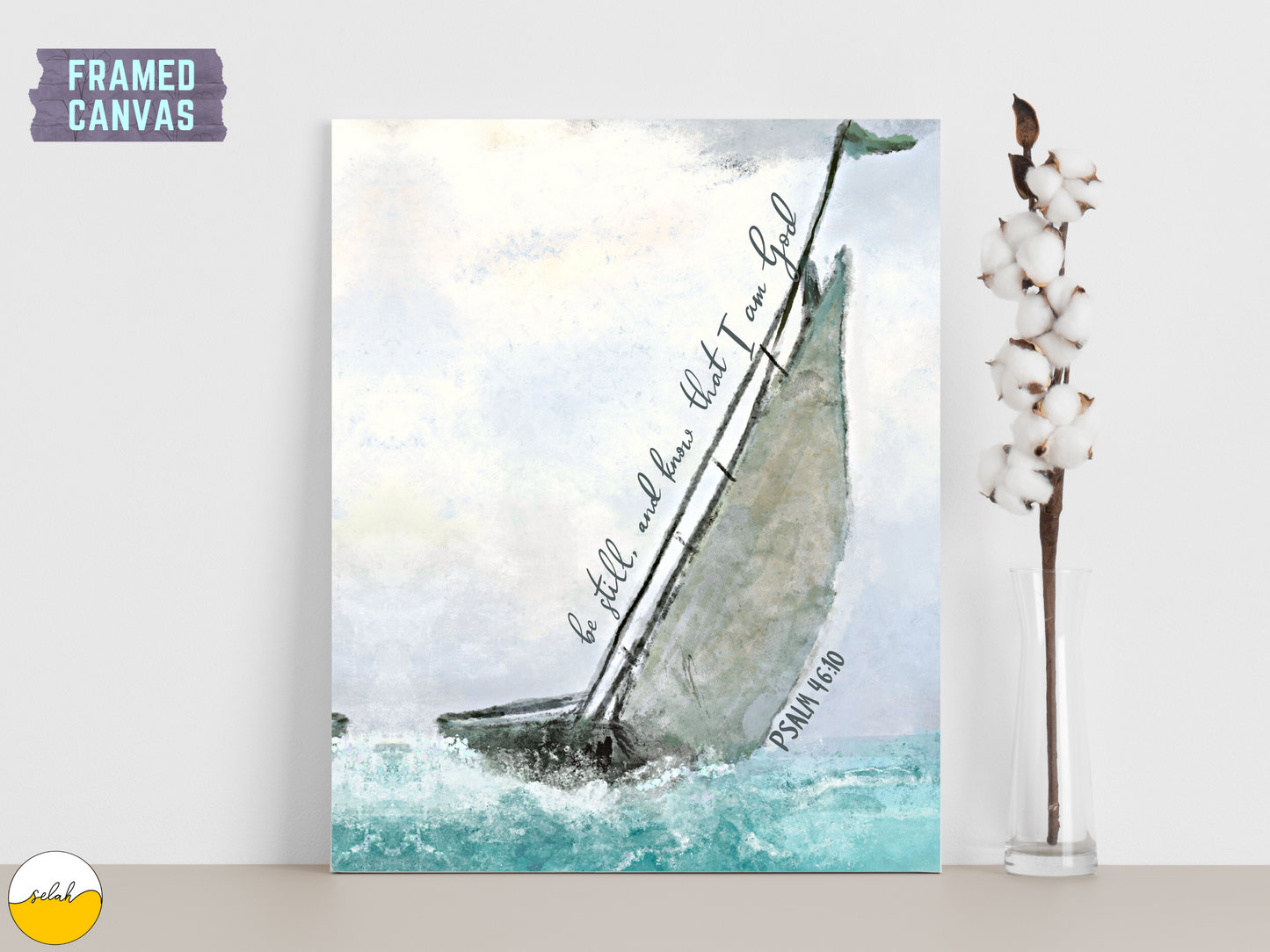 Be still and know that I am God Framed Canvas Wall Art | Psalm 46 10 Bible Verse Canvas Print | Christian Home Decor