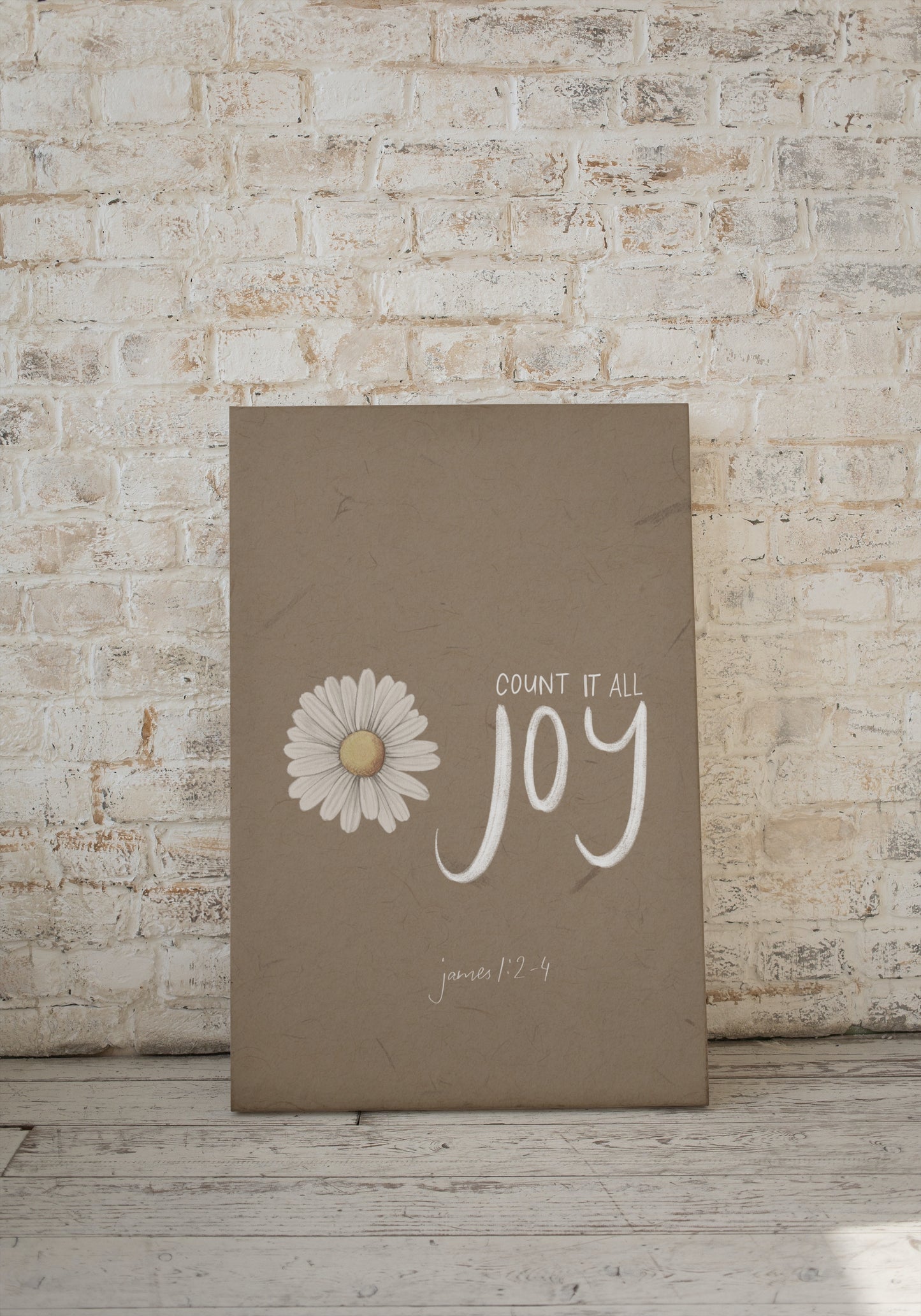 Count it all Joy Framed Canvas Wall Art, James 1:2-4 Bible Verse Print | Christian Home Decor