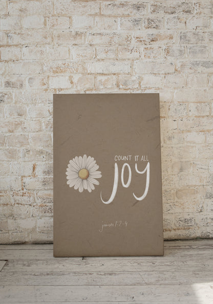 Count it all Joy Framed Canvas Wall Art, James 1:2-4 Bible Verse Print | Christian Home Decor