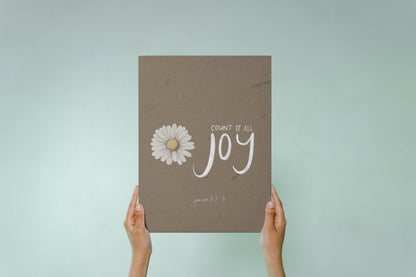 Count it all Joy Framed Canvas Wall Art, James 1:2-4 Bible Verse Print | Christian Home Decor