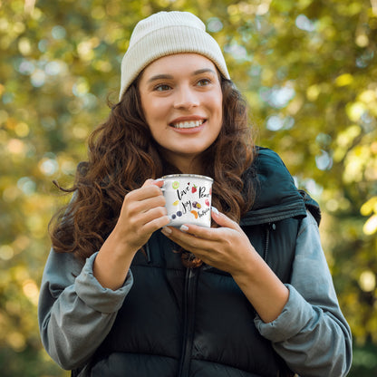 Fruit of the Spirit Enamel Coffee Cup | Galatians 5: 22 - 23 Bible Verse Coffee, Tea Camping Metal Cup