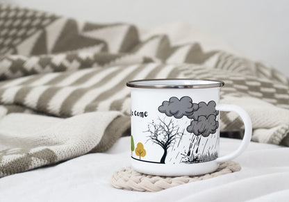 The Best is Yet to Come Stainless Steel Enamel Cup | Doodle Art Camping Mug