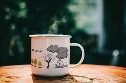The Best is Yet to Come Enamel Mug for Camping, Christian Bible Verse and Doodle Art Cup, Christian Gift Idea