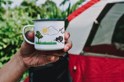 The Best is Yet to Come Enamel Mug for Camping, Christian Bible Verse and Doodle Art Cup, Christian Gift Idea